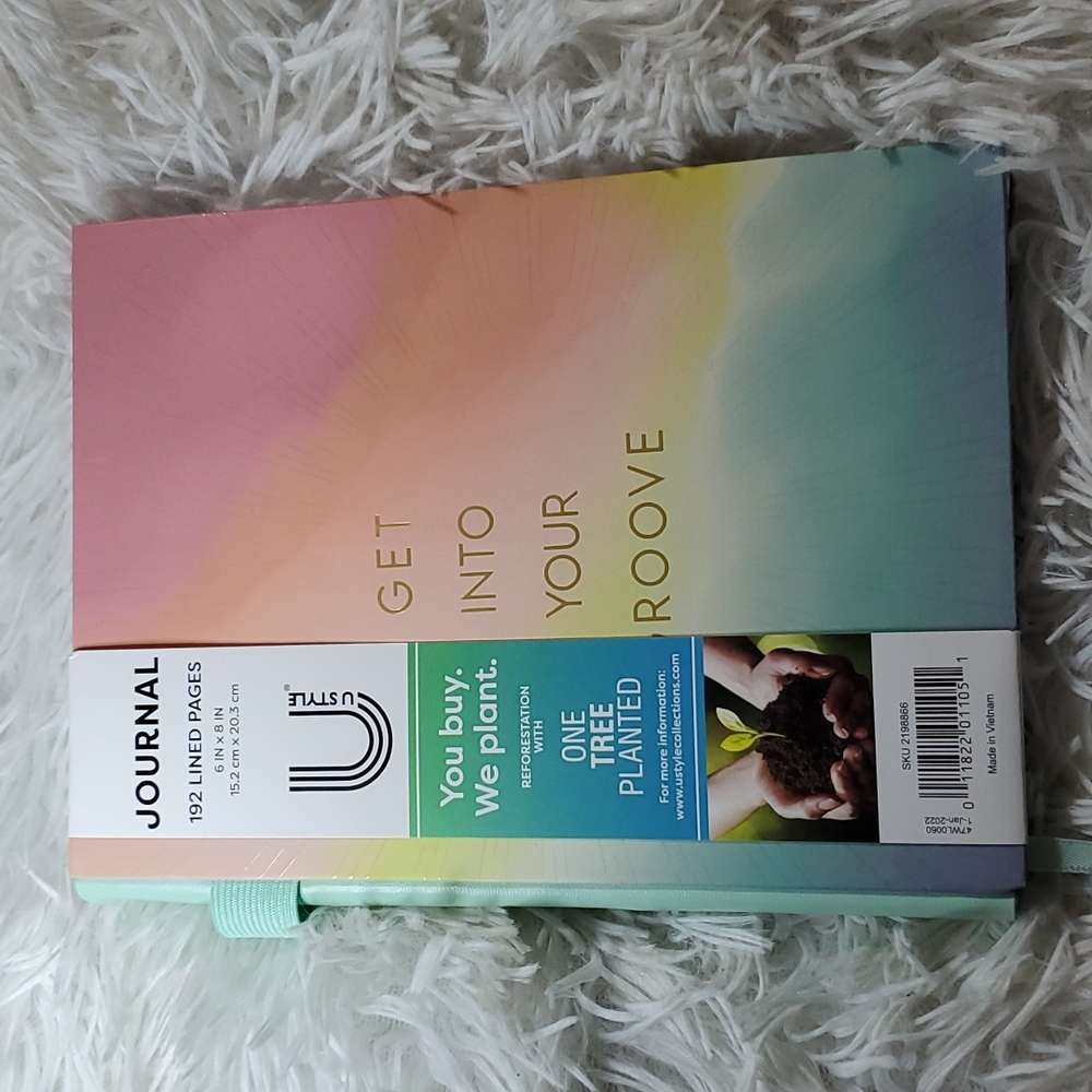 "Get into your groove" College Ruled Journal, w Elastic Pen